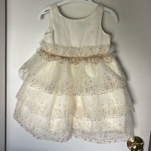 Janie and Jack Cream and Gold Glitter Dress